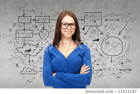 smiling businesswoman or student in glasses 11313197