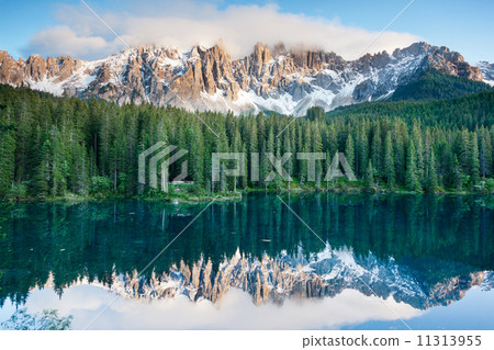 Karersee, lake in the Dolomites in South Tyrol, Italy. 11313955