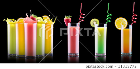 tasty summer fruits with juice in glass tasty summer fruits with juice in glass 11315772