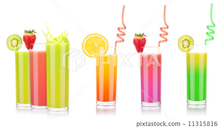 tasty summer fruit drinks in glass with splash 11315816