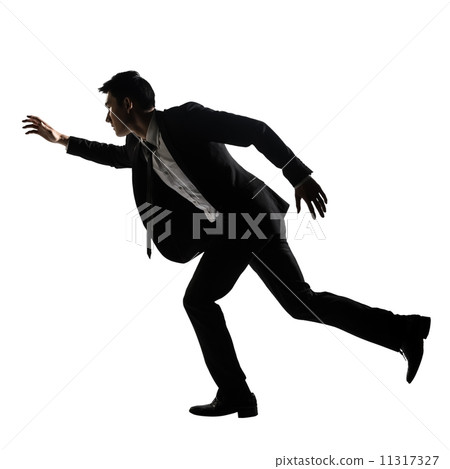 Silhouette of Asian business man running Silhouette of Asian business man running 11317327
