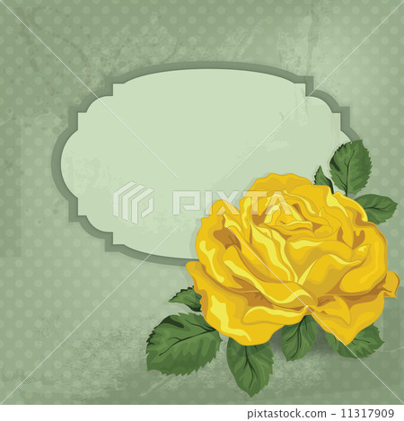 Vintage vector card with rose and frame.Card for invitation with frame and yellow rose Vintage vector card with rose and frame.Card for invitation with frame and yellow rose 11317909