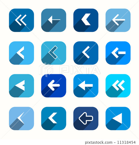 Blue Vector Flat Design Arrows Set in Rounded... - Stock Illustration ...