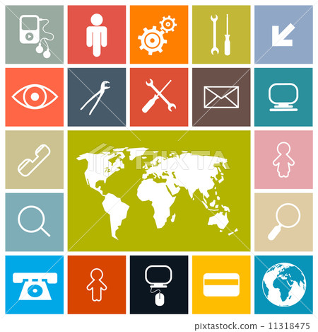 Colorful Flat Design Square Vector Icons Set 11318475