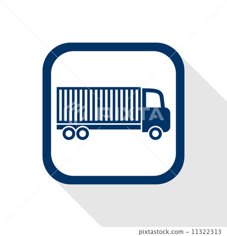 square blue icon truck with long shadow 11322313