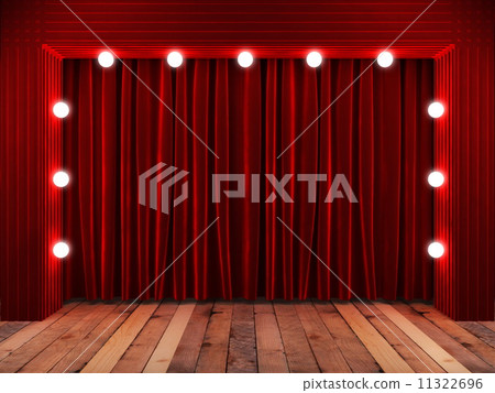 red fabrick curtain on stage 11322696