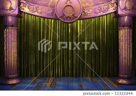 green fabric curtain on stage 11322844