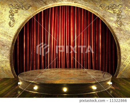 red fabric curtain on stage 11322866
