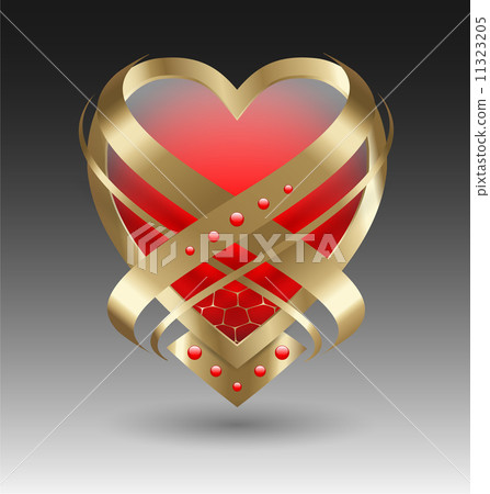 Elegant metallic heart embleme with embellishment 11323205