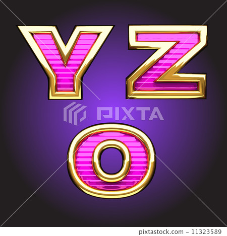 Vector pink letters with gold 11323589
