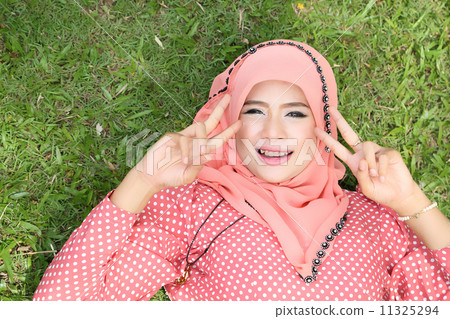 Beautiful muslim girl pink hijab wearing fashion 11325294