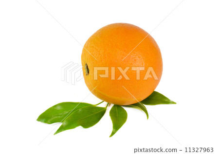 Orange with leaf isolated on white background 11327963