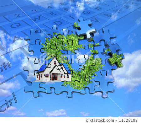 太陽房子和心臟葉子七巧板 太陽房子和心臟葉子七巧板 11328192