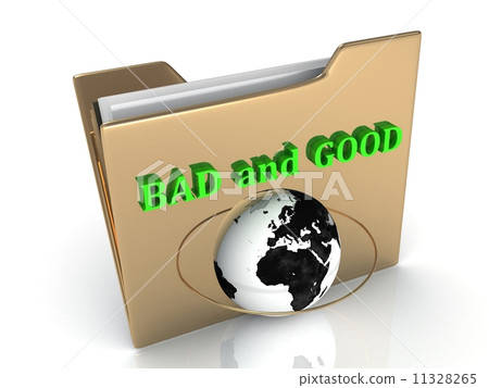 BAD and green GOOD bright green letters on a golden folder 11328265