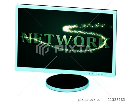 NETWORK- 3d inscription with luminous line with spark 11328283