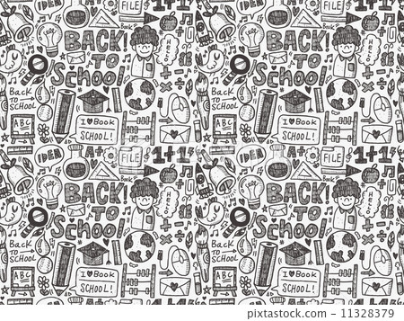 doodle back to school seamless pattern - Stock Illustration [11328379 ...
