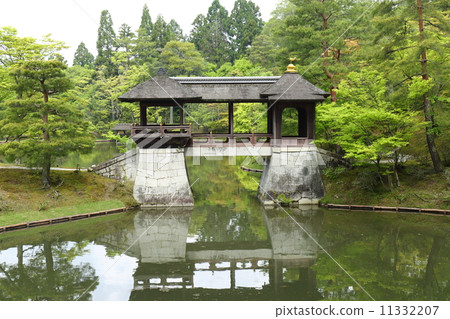 Shogakuin Rikyu Chitose橋樑在京都新綠色 11332207