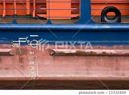 Cargo ship hull texture with red waterline 11332809
