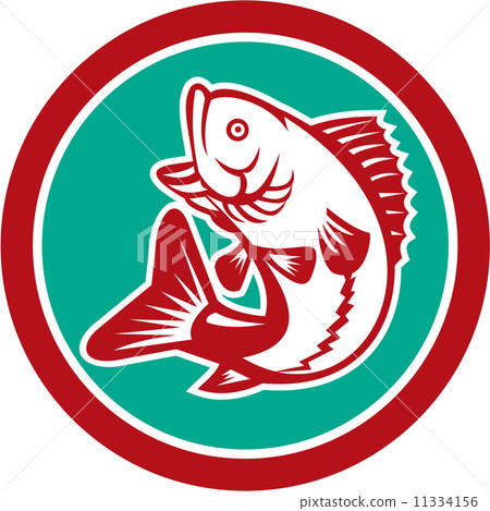 Largemouth Bass Jumping Circle Retro 11334156