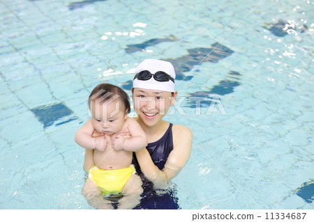 Baby swimming 5 months old baby 11334687
