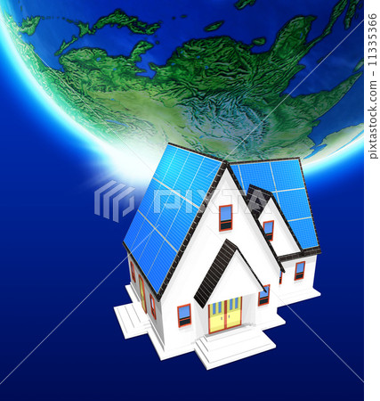 Solar panels on eco houses and roofs Solar panels on eco houses and roofs 11335366