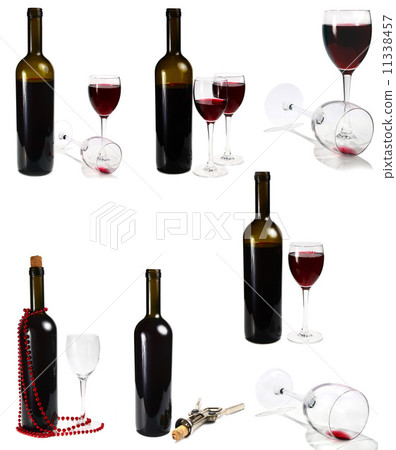 bottle with red wine and glass 11338457