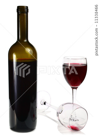 bottle with red wine and glass 11338466