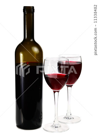 bottle with red wine and glass 11338482