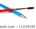 blue pencils and brush for paints 11339195