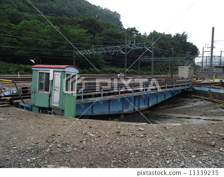 在基地的底部,轉彎平台正在等待蒸汽機車 在基地的底部,轉彎平台正在等待蒸汽機車 11339235