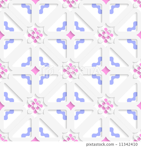 Diagonal flowers layered with blue and pink 11342410