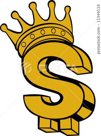 gold dollar sign with crown 11349119