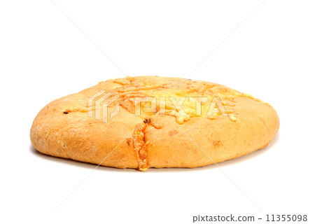 Bread with cheese isolated on white 11355098