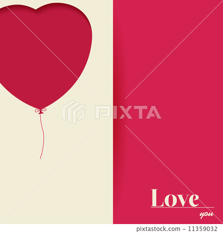 Red paper heart Valentines day card - Stock Illustration [11359032] - PIXTA