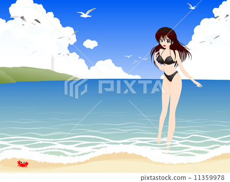 Girls with swimsuits with seaside 11359978