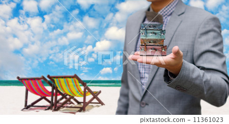 Businessman offer the summer trip, Vacation concept Businessman offer the summer trip, Vacation concept 11361023