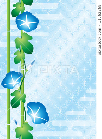 牽牛花和大麻葉子樣式背景 11362269