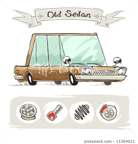 Old Cartoon Sedan Set Old Cartoon Sedan Set 11364022