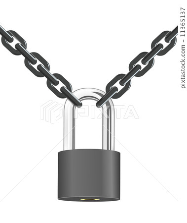 Vector steel chain with lock - Stock Illustration [11365137] - PIXTA