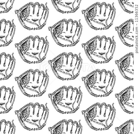 Sketch baseball glove, vintage seamless pattern 11366352