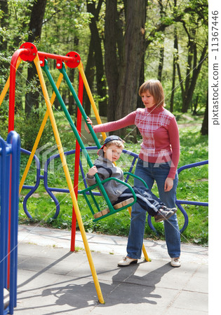 Boy and mother on pleasure-ground. 11367446