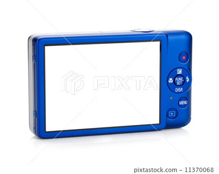 Blue compact camera. Rear view 11370068