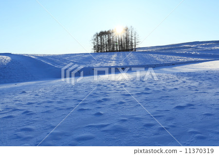Sunrise of Gumma Tsumagoi village in winter 11370319