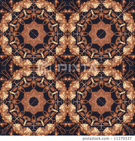 Seamless floral ornament, bark on fabric 11370337