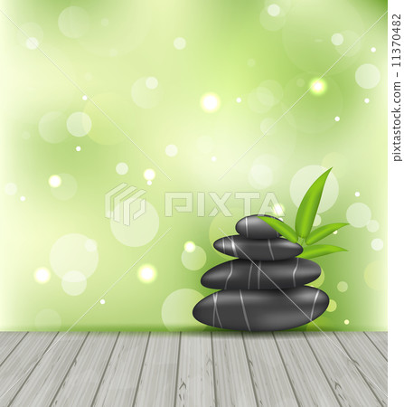 Zen stones on the wood texture, meditative oriental background Zen stones on the wood texture, meditative oriental background 11370482