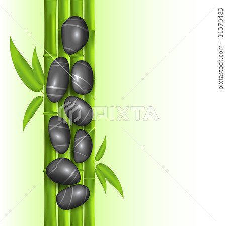 Spa therapy decoration with bamboo and stones, template with cop 11370483