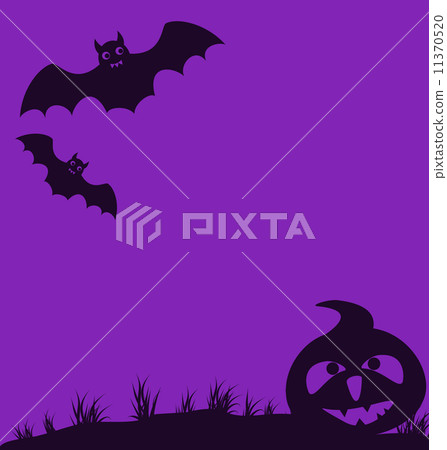 Halloween background with pumpkin and bats 11370520