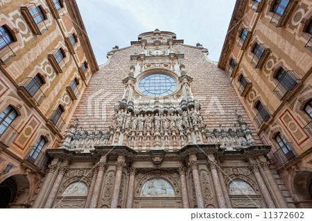 facade of the basilica at the Benedictine Abbey at Montserrat, Santa Maria de Montserrat, near Barce facade of the basilica at the Benedictine Abbey at Montserrat, Santa Maria de Montserrat, near Barce 11372602