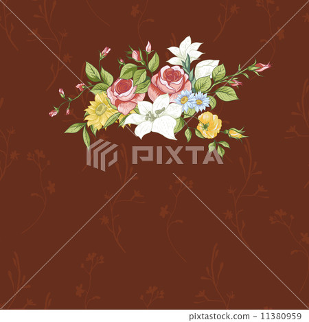 Vintage greeting card with flowers - Stock Illustration [11380959] - PIXTA