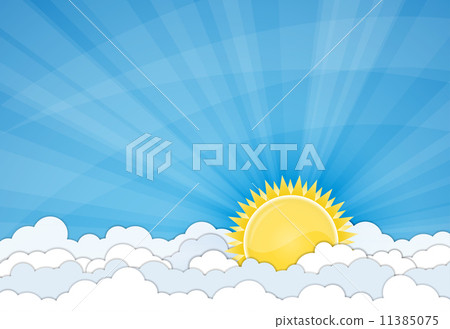 Sun and white clouds over blue sky Sun and white clouds over blue sky 11385075